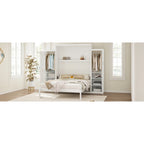 Letto a scomparsa matrimoniale a muro White Queen Size con 2 armadi e ripiano portaoggetti (Singolo)