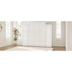 Letto a scomparsa matrimoniale a muro White Queen Size con 2 armadi e ripiano portaoggetti (Singolo)