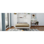 Letto a scomparsa matrimoniale a muro White Queen Size con 2 armadi e ripiano portaoggetti (Singolo)