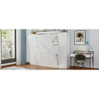 Letto a scomparsa matrimoniale a muro White Queen Size con 2 armadi e ripiano portaoggetti (Singolo)