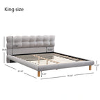 Letto a piattaforma King Size rivestito in ciniglia grigia con testiera rotonda a biscotto (Singolo)