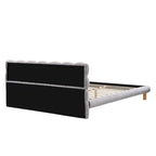 Letto a piattaforma King Size rivestito in ciniglia grigia con testiera rotonda a biscotto (Singolo)