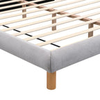 Letto a piattaforma King Size rivestito in ciniglia grigia con testiera rotonda a biscotto (Singolo)