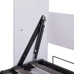 White Full Size Versatile Murphy Bed with Floor-Level Storage, Sofa, and Shelves