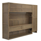 Letto a scomparsa in legno naturale di dimensioni standard con armadio, 3 cassetti e ripiani (singolo)