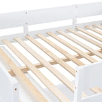 Letto a soppalco singolo in legno di pino massello grigio/bianco con scrivania e mensole