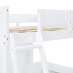 Letto a soppalco singolo in legno di pino massello grigio/bianco con scrivania e mensole