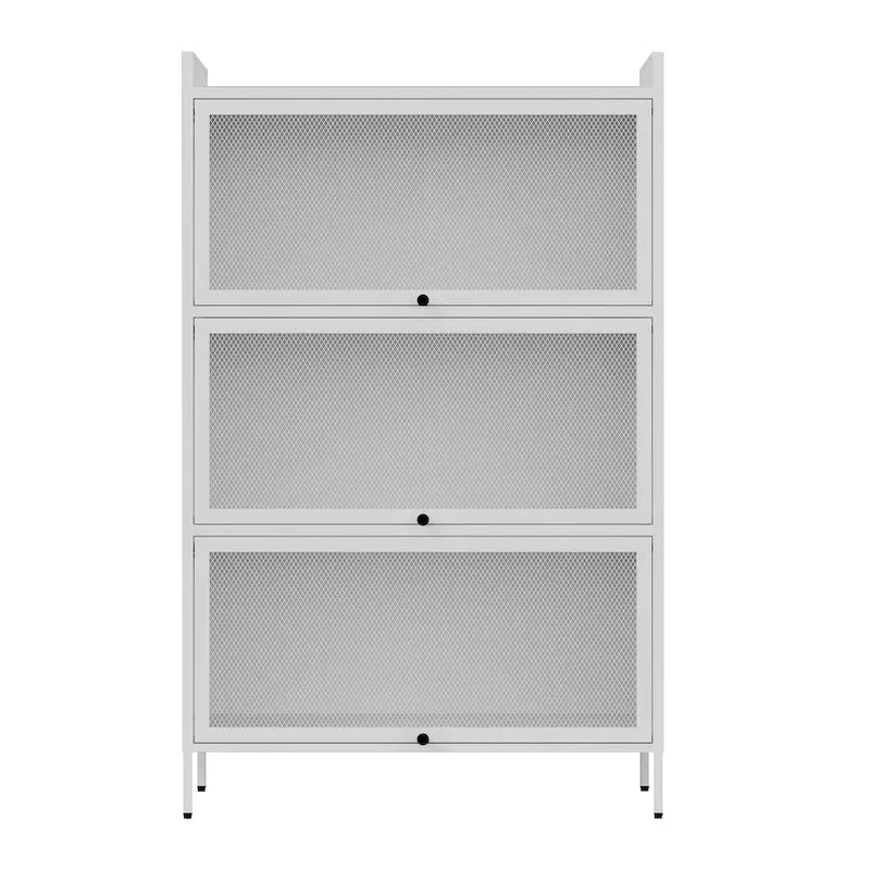 Credenza da dispensa in metallo bianco – Ante a scomparsa, monouso