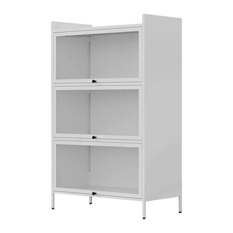 Credenza da dispensa in metallo bianco – Ante a scomparsa, monouso