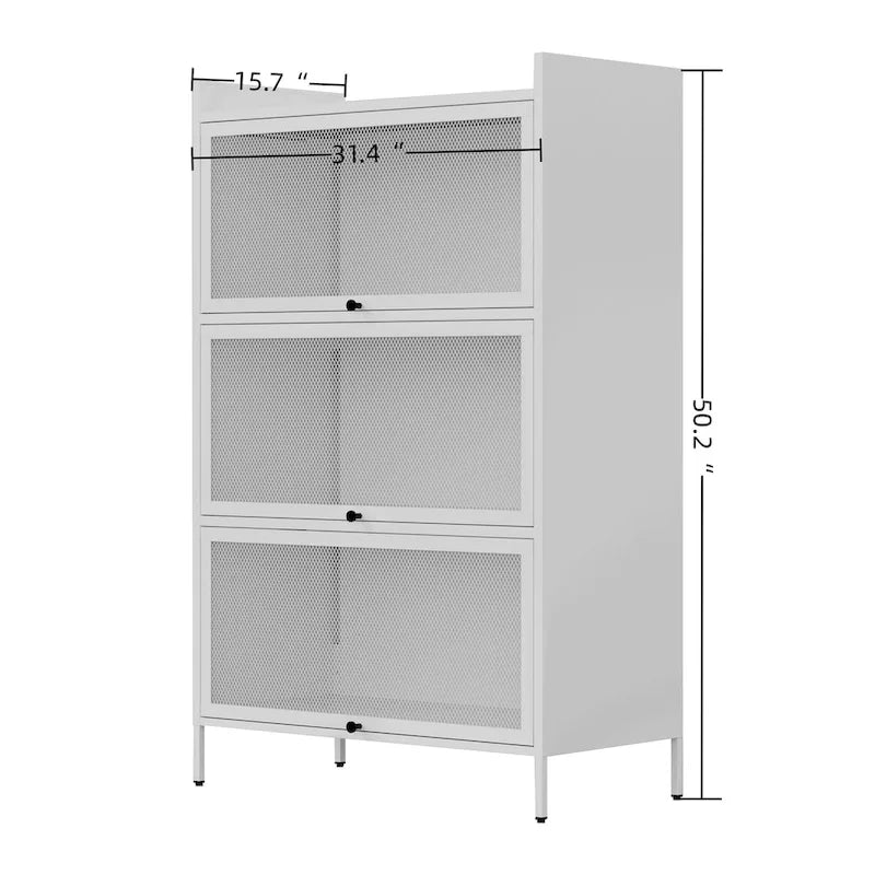 Credenza da dispensa in metallo bianco – Ante a scomparsa, monouso