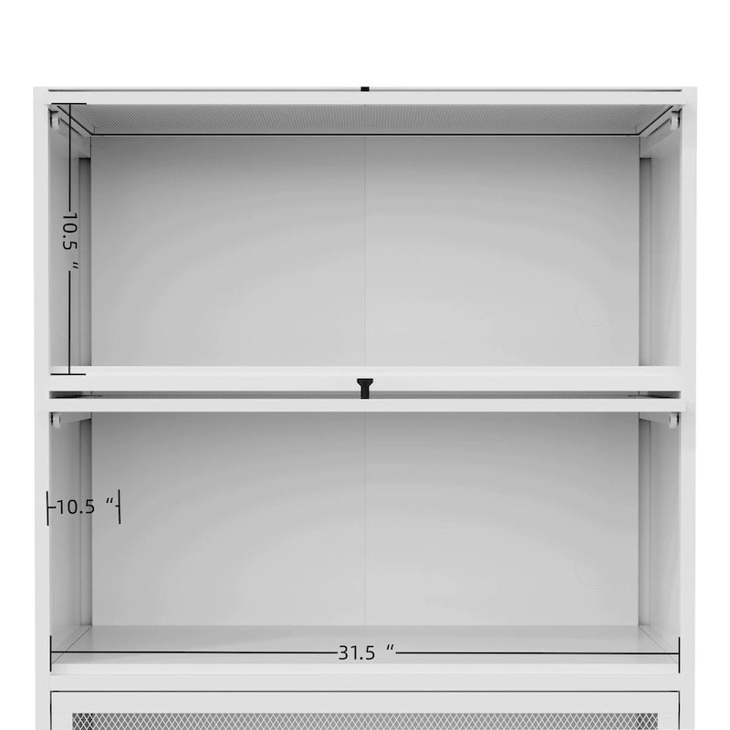 Credenza da dispensa in metallo bianco – Ante a scomparsa, monouso