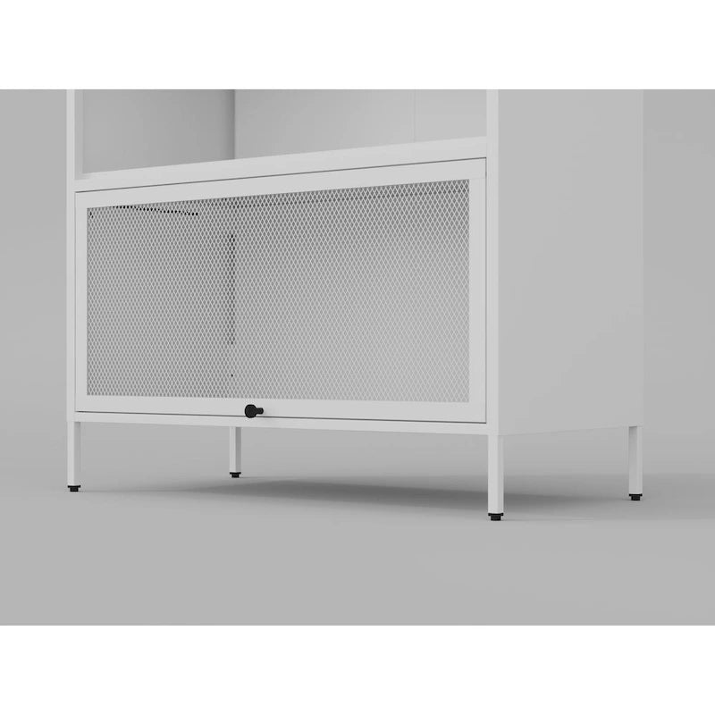 Credenza da dispensa in metallo bianco – Ante a scomparsa, monouso