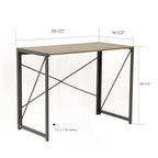 Scrivania con finitura Grigio / Legno – Gambe in metallo e ripiano in laminato rovere, uso singolo