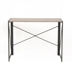 Scrivania con finitura Grigio / Legno – Gambe in metallo e ripiano in laminato rovere, uso singolo