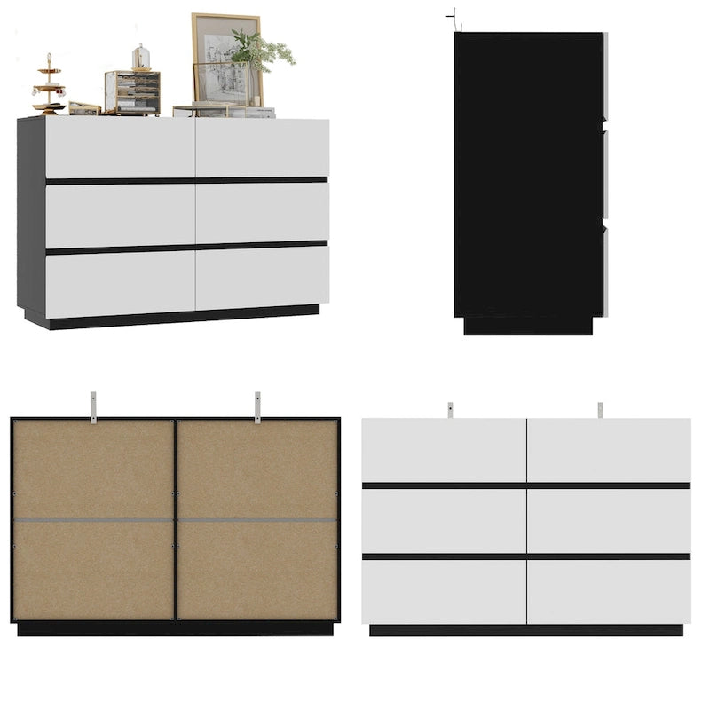 Organizzatore cassettiera senza maniglie bianca e nera (6 cassetti / 9 cassetti)