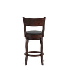 Sgabello da bancone girevole con schienale aperto in similpelle nera e rovere antico / espresso (singolo)