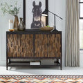 Buffet con Finitura Lavagna Marrone Scuro, Frontale a Mosaico e Piano in Legno Massello