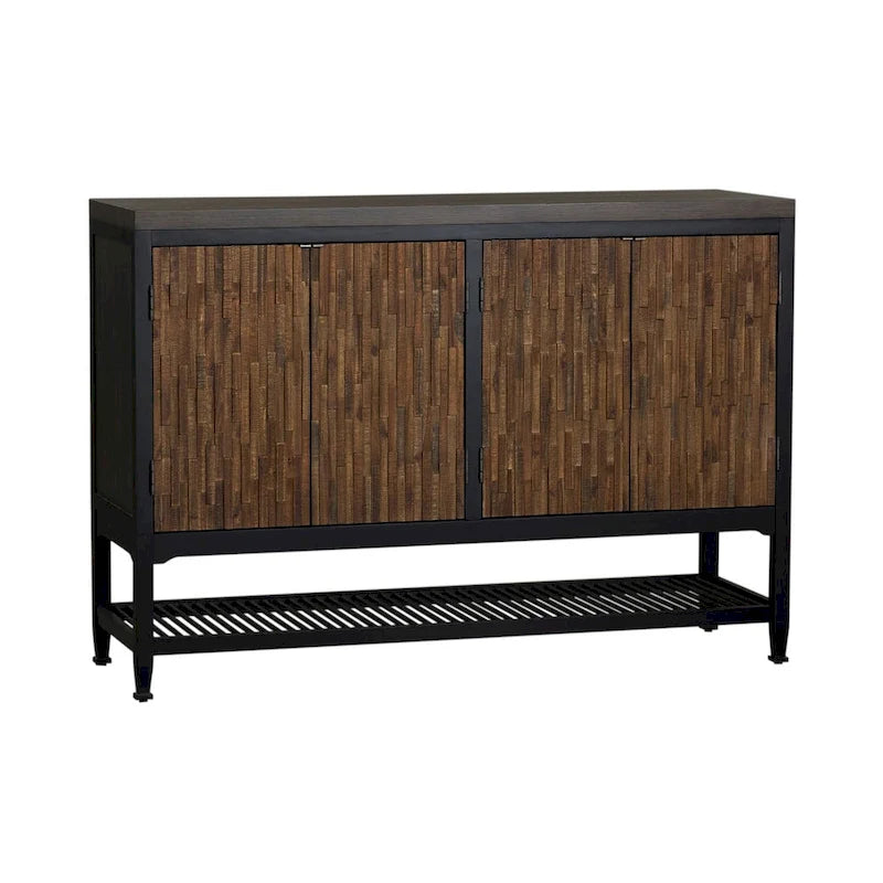 Buffet con Finitura Lavagna Marrone Scuro, Frontale a Mosaico e Piano in Legno Massello