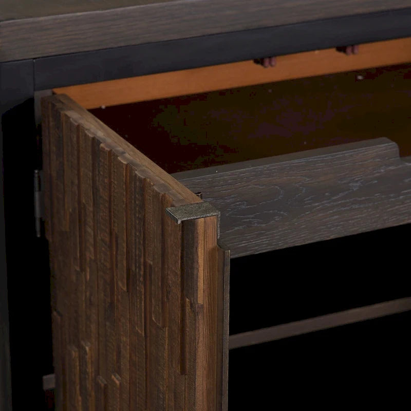 Buffet con Finitura Lavagna Marrone Scuro, Frontale a Mosaico e Piano in Legno Massello
