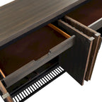 Buffet con Finitura Lavagna Marrone Scuro, Frontale a Mosaico e Piano in Legno Massello