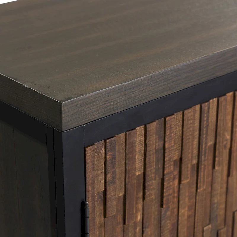 Buffet con Finitura Lavagna Marrone Scuro, Frontale a Mosaico e Piano in Legno Massello