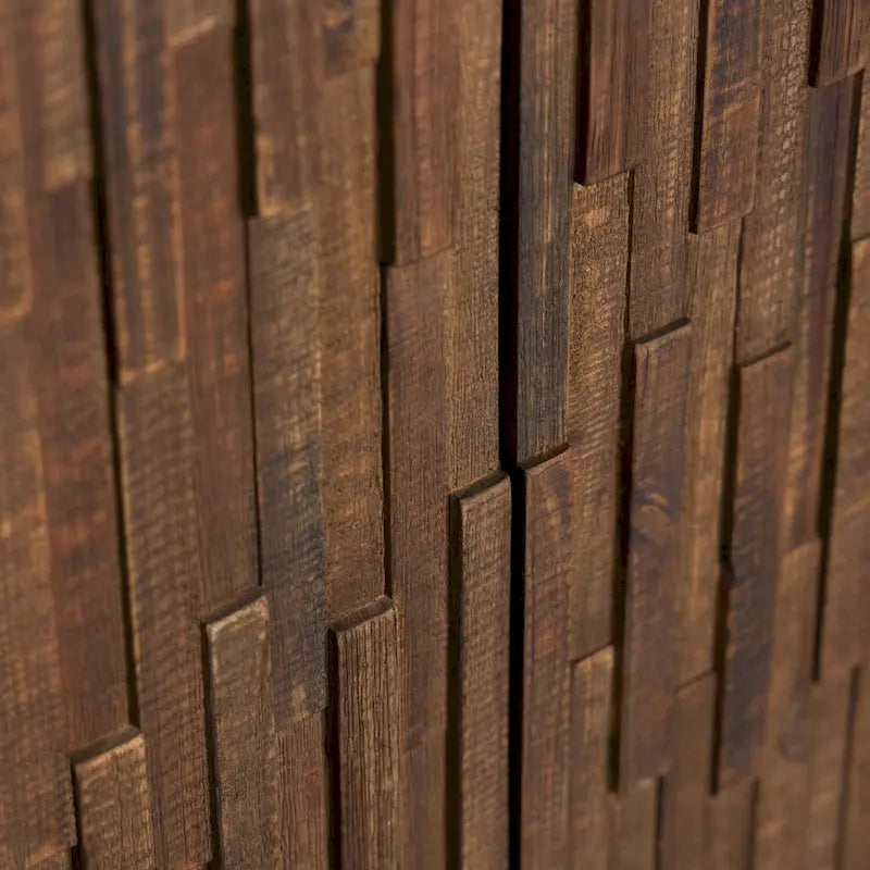 Buffet con Finitura Lavagna Marrone Scuro, Frontale a Mosaico e Piano in Legno Massello