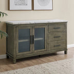Mobile Buffet Stile Rustico con Piano in Marmo Grigio/Bianco