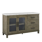 Mobile Buffet Stile Rustico con Piano in Marmo Grigio/Bianco