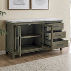 Mobile Buffet Stile Rustico con Piano in Marmo Grigio/Bianco