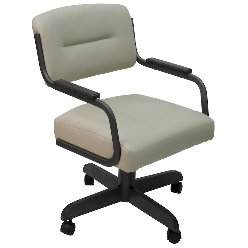 Sedia da pranzo girevole imbottita Ocean Beige con rotelle (singola)