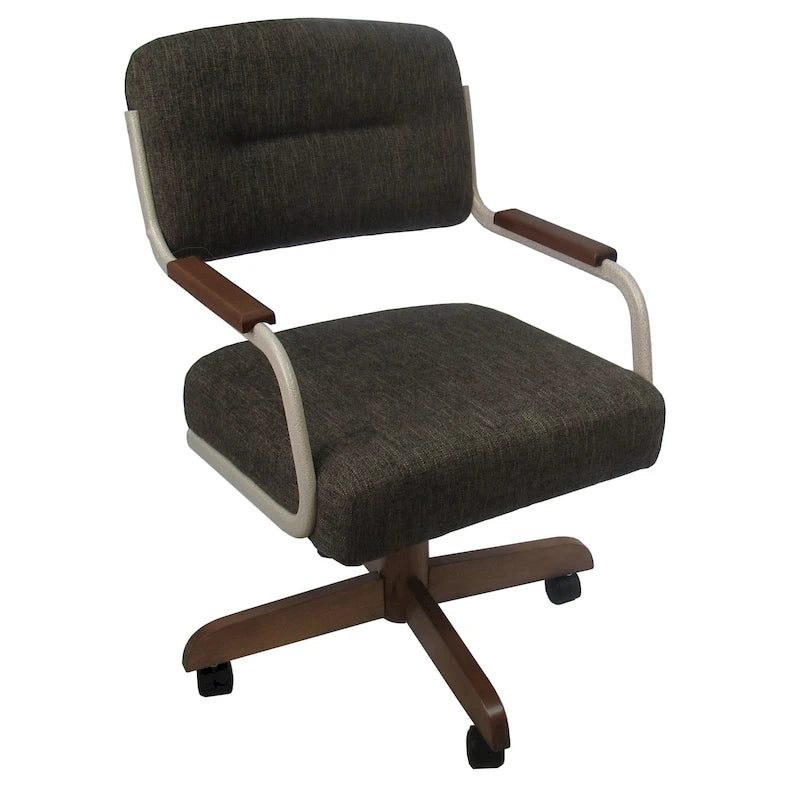 Sedia da pranzo girevole imbottita Ocean Beige con rotelle (singola)