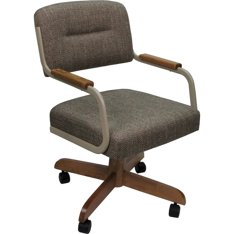 Sedia da pranzo girevole imbottita Ocean Beige con rotelle (singola)