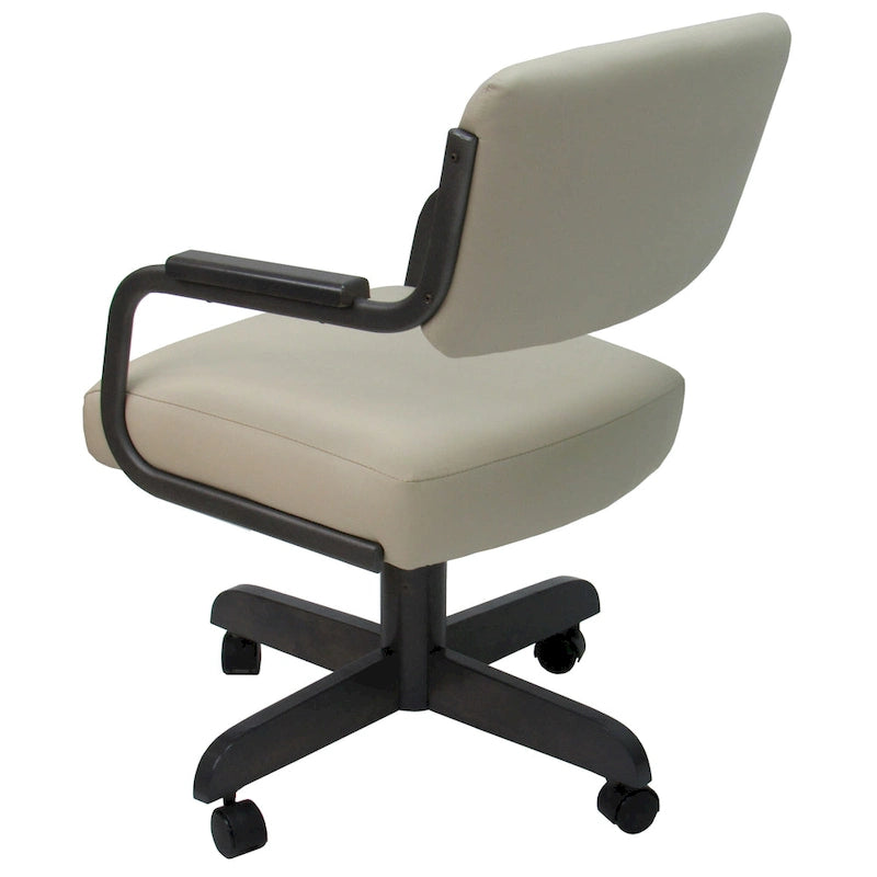 Sedia da pranzo girevole imbottita Ocean Beige con rotelle (singola)