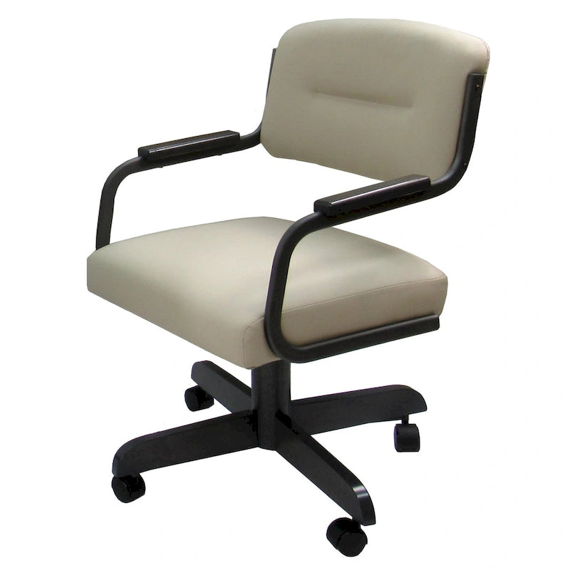 Sedia da pranzo girevole imbottita Ocean Beige con rotelle (singola)