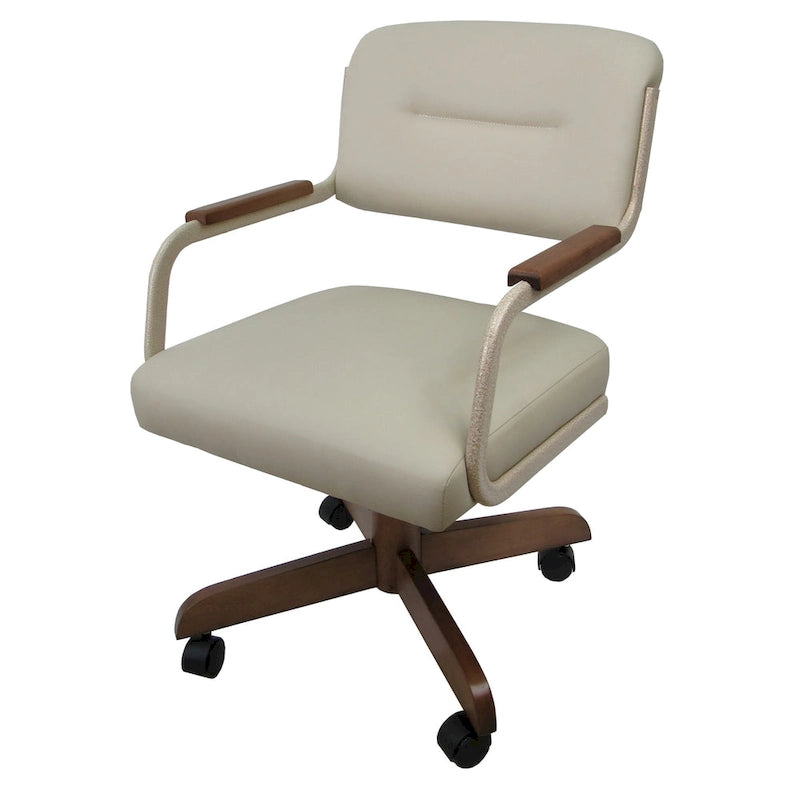 Sedia da pranzo girevole imbottita Ocean Beige con rotelle (singola)
