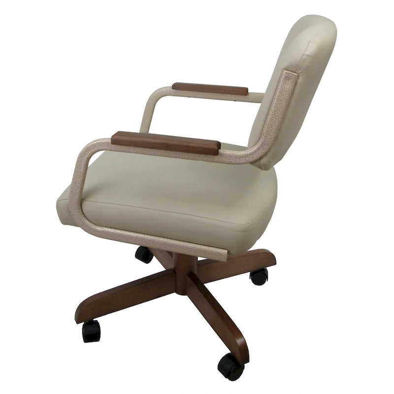 Sedia da pranzo girevole imbottita Ocean Beige con rotelle (singola)
