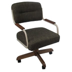Sedia da pranzo girevole imbottita Ocean Beige con rotelle (singola)