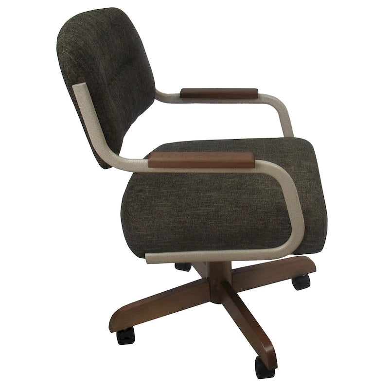 Sedia da pranzo girevole imbottita Ocean Beige con rotelle (singola)
