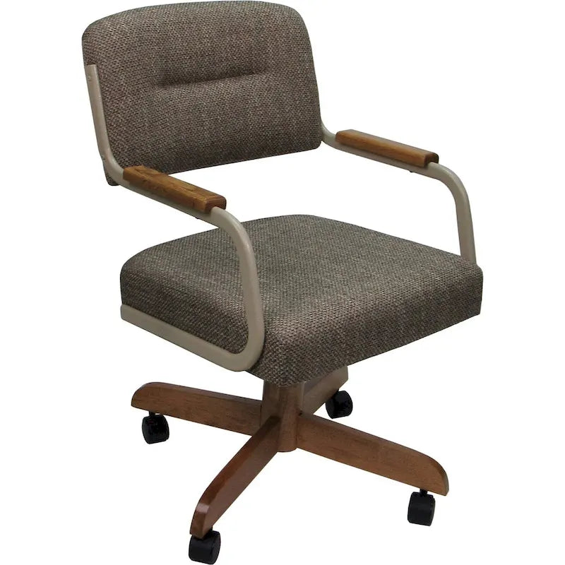 Sedia da pranzo girevole imbottita Ocean Beige con rotelle (singola)