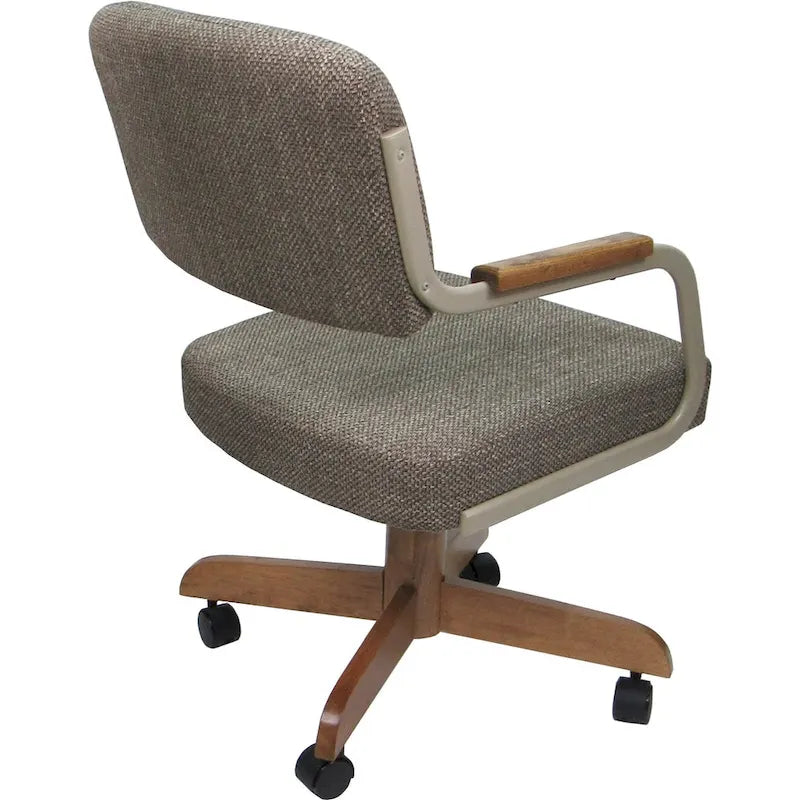 Sedia da pranzo girevole imbottita Ocean Beige con rotelle (singola)
