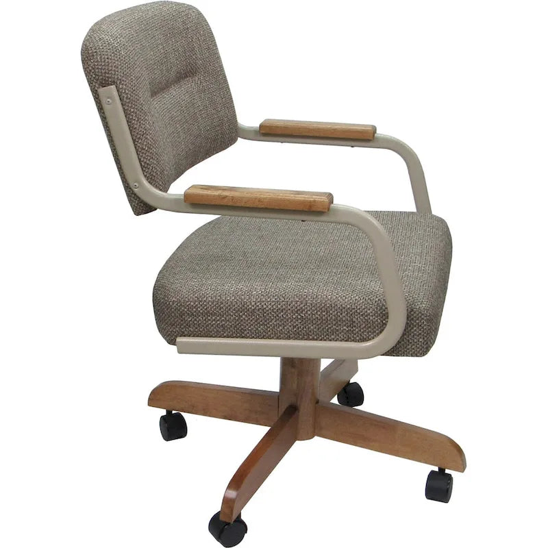 Sedia da pranzo girevole imbottita Ocean Beige con rotelle (singola)