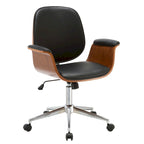 Sedia da ufficio in similpelle bicolore (bianco/nero) in stile anni '50 – Altezza regolabile, Uso singolo