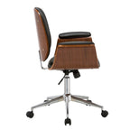 Sedia da ufficio in similpelle bicolore (bianco/nero) in stile anni '50 – Altezza regolabile, Uso singolo