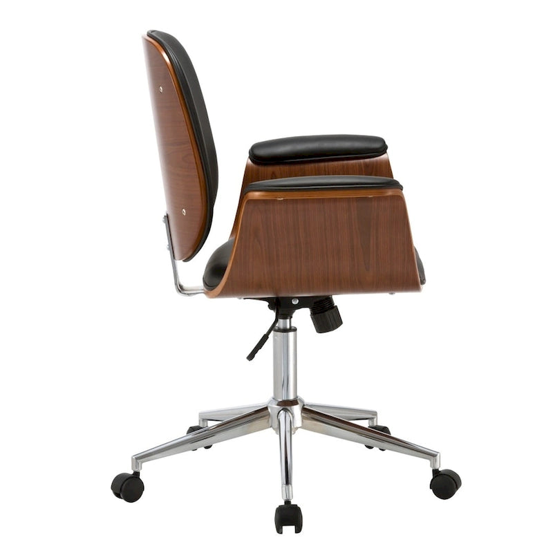 Sedia da ufficio in similpelle bicolore (bianco/nero) in stile anni '50 – Altezza regolabile, Uso singolo