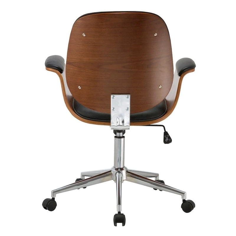 Sedia da ufficio in similpelle bicolore (bianco/nero) in stile anni '50 – Altezza regolabile, Uso singolo