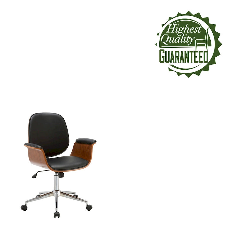 Sedia da ufficio in similpelle bicolore (bianco/nero) in stile anni '50 – Altezza regolabile, Uso singolo
