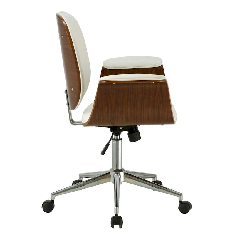 Sedia da ufficio in similpelle bicolore (bianco/nero) in stile anni '50 – Altezza regolabile, Uso singolo