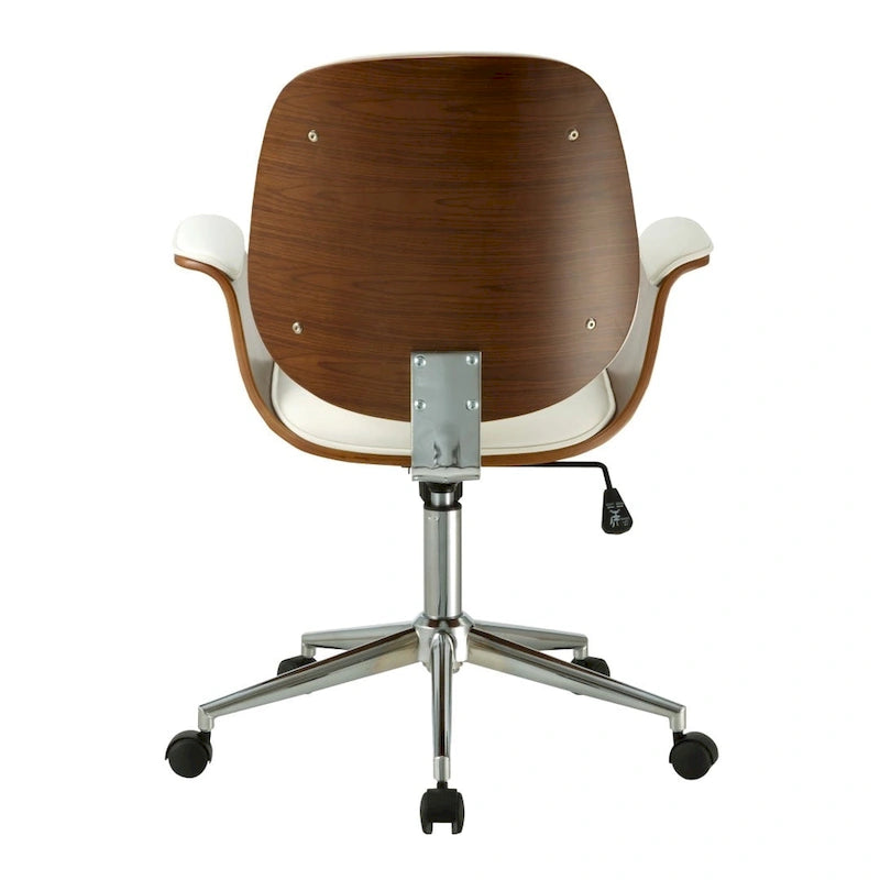 Sedia da ufficio in similpelle bicolore (bianco/nero) in stile anni '50 – Altezza regolabile, Uso singolo