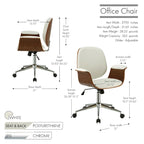 Sedia da ufficio in similpelle bicolore (bianco/nero) in stile anni '50 – Altezza regolabile, Uso singolo