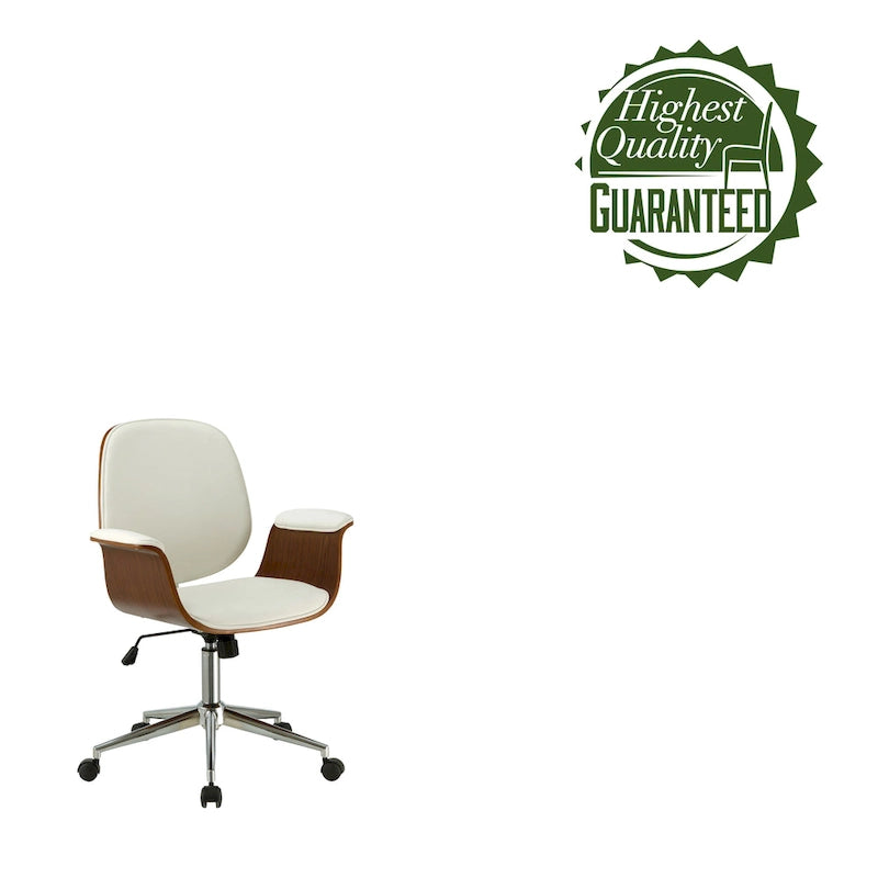 Sedia da ufficio in similpelle bicolore (bianco/nero) in stile anni '50 – Altezza regolabile, Uso singolo